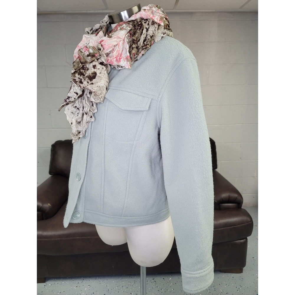 Antrophologie Fleece jacket size L Boxi Shacket sage green color - Picture 2 of 13